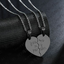 Load image into Gallery viewer, 2 Pieces Half heart pendant necklace jewerly for women gold/Rose Stainless steel necklace chain girlfriends couples gifts 2018