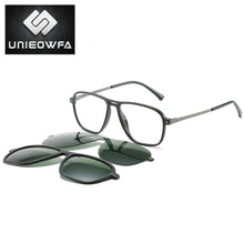 Load image into Gallery viewer, 2 Polarized Magnet Clip on Glasses Frame Men Optical Myopia Eyeglasses Frame TR90 UV400 Prescription Magnet Clip Sunglasses Male