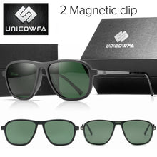Load image into Gallery viewer, 2 Polarized Magnet Clip on Glasses Frame Men Optical Myopia Eyeglasses Frame TR90 UV400 Prescription Magnet Clip Sunglasses Male