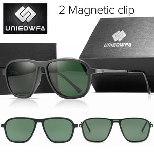 2 Polarized Magnet Clip on Glasses Frame Men Optical Myopia Eyeglasses Frame TR90 UV400 Prescription Magnet Clip Sunglasses Male