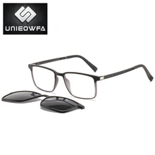 Load image into Gallery viewer, 2 in 1 Magnet Clip on Sunglasses Men Polarized UV400 Prescription Sun Glasses For Men Driving Optical Myopia Glasses Rectangle