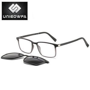 2 in 1 Magnet Clip on Sunglasses Men Polarized UV400 Prescription Sun Glasses For Men Driving Optical Myopia Glasses Rectangle