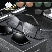 Load image into Gallery viewer, 2 in 1 Magnet Clip on Sunglasses Men Polarized UV400 Prescription Sun Glasses For Men Driving Optical Myopia Glasses Rectangle