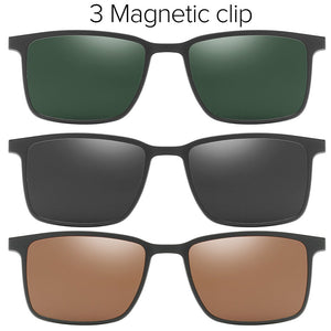2 in 1 Magnet Clip on Sunglasses Men Polarized UV400 Prescription Sun Glasses For Men Driving Optical Myopia Glasses Rectangle