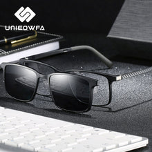 Load image into Gallery viewer, 2 in 1 Magnet Clip on Sunglasses Men Polarized UV400 Prescription Sun Glasses For Men Driving Optical Myopia Glasses Rectangle
