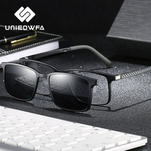 2 in 1 Magnet Clip on Sunglasses Men Polarized UV400 Prescription Sun Glasses For Men Driving Optical Myopia Glasses Rectangle