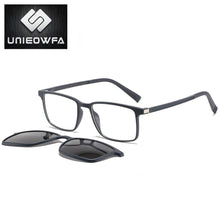 Load image into Gallery viewer, 2 in 1 Magnet Clip on Sunglasses Men Polarized UV400 Prescription Sun Glasses For Men Driving Optical Myopia Glasses Rectangle