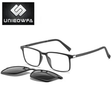Load image into Gallery viewer, 2 in 1 Magnet Clip on Sunglasses Men Polarized UV400 Prescription Sun Glasses For Men Driving Optical Myopia Glasses Rectangle