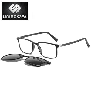 2 in 1 Magnet Clip on Sunglasses Men Polarized UV400 Prescription Sun Glasses For Men Driving Optical Myopia Glasses Rectangle