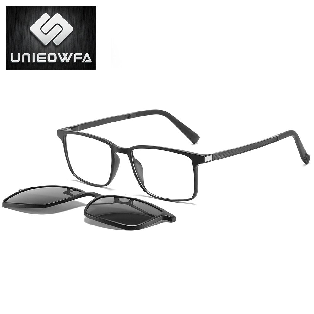 2 in 1 Magnet Clip on Sunglasses Men Polarized UV400 Prescription Sun Glasses For Men Driving Optical Myopia Glasses Rectangle