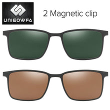 Load image into Gallery viewer, 2 in 1 Magnet Clip on Sunglasses Men Polarized UV400 Prescription Sun Glasses For Men Driving Optical Myopia Glasses Rectangle