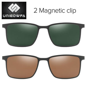 2 in 1 Magnet Clip on Sunglasses Men Polarized UV400 Prescription Sun Glasses For Men Driving Optical Myopia Glasses Rectangle