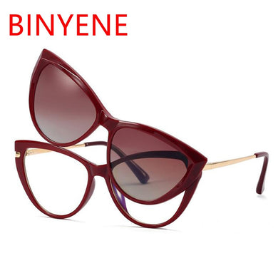 2 in 1 Magnetic Polarized Sunglasses Women  Brand Trends Cat Eye Sun Glasses Eyeglasses Female Blue Light Blocking