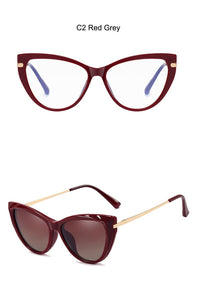 2 in 1 Magnetic Polarized Sunglasses Women  Brand Trends Cat Eye Sun Glasses Eyeglasses Female Blue Light Blocking