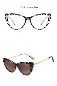 2 in 1 Magnetic Polarized Sunglasses Women  Brand Trends Cat Eye Sun Glasses Eyeglasses Female Blue Light Blocking