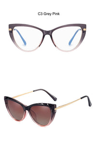 2 in 1 Magnetic Polarized Sunglasses Women  Brand Trends Cat Eye Sun Glasses Eyeglasses Female Blue Light Blocking