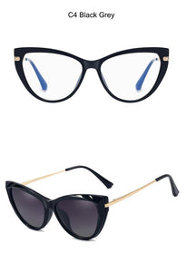 2 in 1 Magnetic Polarized Sunglasses Women  Brand Trends Cat Eye Sun Glasses Eyeglasses Female Blue Light Blocking