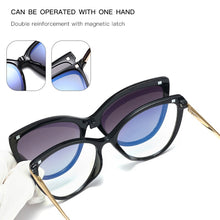 Load image into Gallery viewer, 2 in 1 Magnetic Sunglasses Women Brand Polarized Cat eye Clip On Sun Glasses Female 2023 Optical Prescription Anti Blue Glasses