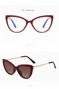 2 in 1 Magnetic Sunglasses Women Brand Polarized Cat eye Clip On Sun Glasses Female 2023 Optical Prescription Anti Blue Glasses