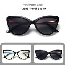Load image into Gallery viewer, 2 in 1 Magnetic Sunglasses Women Brand Polarized Cat eye Clip On Sun Glasses Female 2023 Optical Prescription Anti Blue Glasses