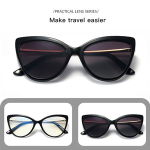 2 in 1 Magnetic Sunglasses Women Brand Polarized Cat eye Clip On Sun Glasses Female 2023 Optical Prescription Anti Blue Glasses