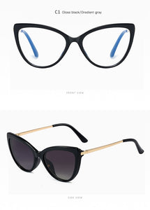 2 in 1 Magnetic Sunglasses Women Brand Polarized Cat eye Clip On Sun Glasses Female 2023 Optical Prescription Anti Blue Glasses