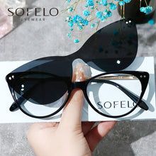 Load image into Gallery viewer, 2 in 1 Polarized Magnet Clip On Eyeglasses Frame Women Acetate Cat Eye Optical Glasses Frame Female Myopia Prescription