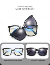Load image into Gallery viewer, 2 in 1 Polarized Magnet Clip On Eyeglasses Frame for Women TR90 Cat Eye Optical Glasses Frame Female Myopia Prescription