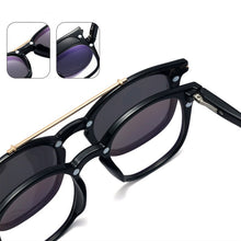 Load image into Gallery viewer, 2 in 1 Polarized Travel Driving Sunglasses TR90 Anti Blue Glasses Frame Trendy Square Magnet Clip on Sunglasses Women UV400
