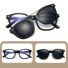 Load image into Gallery viewer, 2 in 1 Polarized Travel Driving Sunglasses TR90 Anti Blue Glasses Frame Trendy Square Magnet Clip on Sunglasses Women UV400