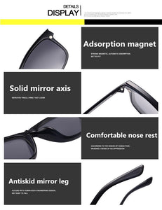 2 lens Magnet Sunglasses Clip Mirrored Clip on Sunglasses clip on glasses Men Polarized Clips Custom Prescription Myopia