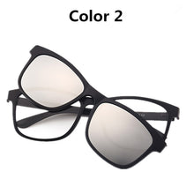 Load image into Gallery viewer, 2 lens Magnet Sunglasses Clip Mirrored Clip on Sunglasses clip on glasses Men Polarized Clips Custom Prescription Myopia