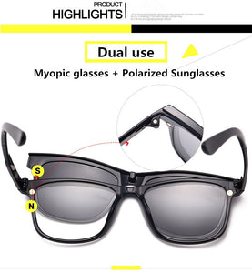 2 lens Magnet Sunglasses Clip Mirrored Clip on Sunglasses clip on glasses Men Polarized Clips Custom Prescription Myopia