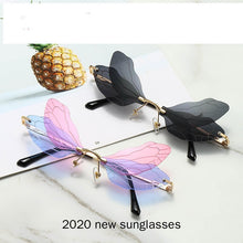 Load image into Gallery viewer, 2 pack Butterfly Sunglasses Vintage Rimless Gradient Lens Shades Street Punk Sun Glasses Eyewear Accessories NX