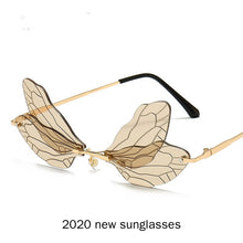 Load image into Gallery viewer, 2 pack Butterfly Sunglasses Vintage Rimless Gradient Lens Shades Street Punk Sun Glasses Eyewear Accessories NX
