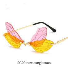 Load image into Gallery viewer, 2 pack Butterfly Sunglasses Vintage Rimless Gradient Lens Shades Street Punk Sun Glasses Eyewear Accessories NX