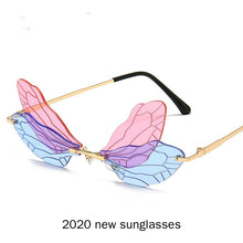 Load image into Gallery viewer, 2 pack Butterfly Sunglasses Vintage Rimless Gradient Lens Shades Street Punk Sun Glasses Eyewear Accessories NX