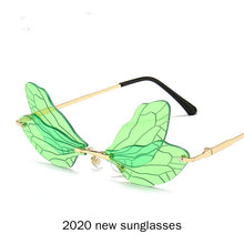 Load image into Gallery viewer, 2 pack Butterfly Sunglasses Vintage Rimless Gradient Lens Shades Street Punk Sun Glasses Eyewear Accessories NX