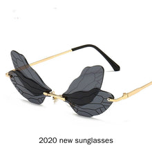 Load image into Gallery viewer, 2 pack Butterfly Sunglasses Vintage Rimless Gradient Lens Shades Street Punk Sun Glasses Eyewear Accessories NX