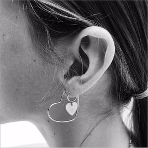2 pairs New Personality Exaggerated Sexy Tide Female Earrings double Love Big Heart Empty Earrings Jewelry Drop Earrings Brinco