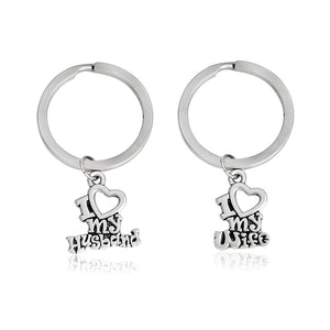 2 pcs/set I love my wife I love my husband Pendant Necklace Keychain Keyring Silver Color Couples Jewelry Gift For Lovers