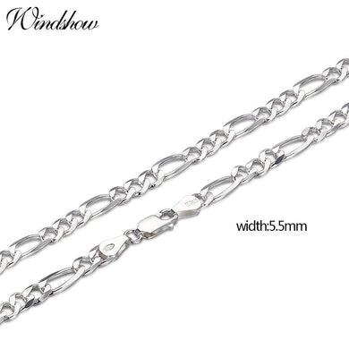 20-24 Pure Real 925 Sterling Silver Figaro Catene Collane Donna Uomo Gioielli Boy Friend Regalo 50cm-60cm 5.5mm Colier all'ingrosso 