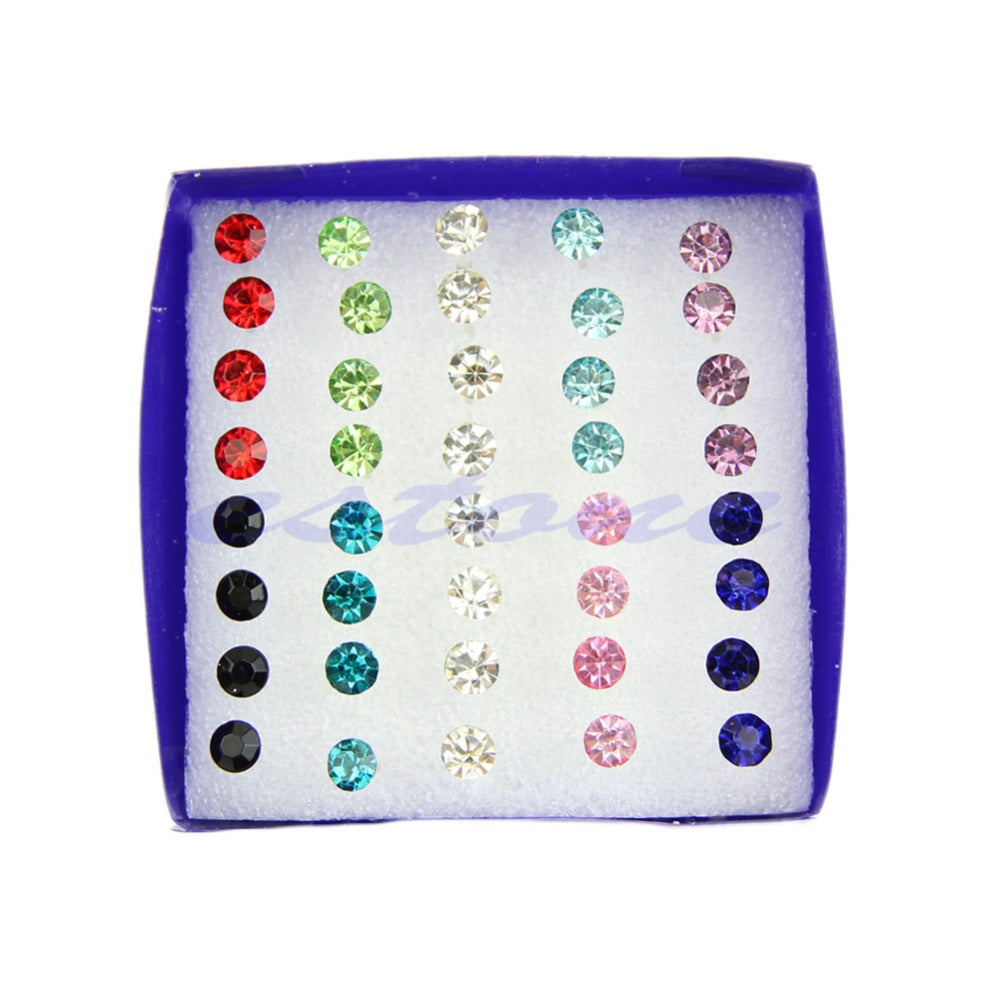 20 Pairs Clear Multicolor Crystal Allergy Free Ear Studs Earrings new