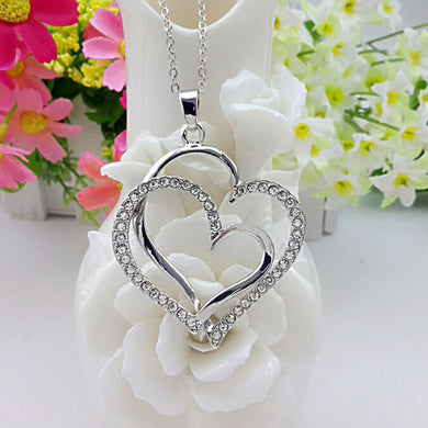2014 Christmas gifts brand fashion austrian Crystal Full Of Rhinestones floating Charm heart Necklace Pendant Jewelry