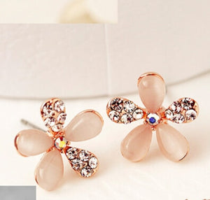 2014 New Arrival Promotion Luxurious Fresh Opal Gem Flower Rhinestone Earrings E168