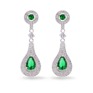 2015 Green Color Water Drop Shape Cubic Zirconia Earrings Romantic Style Pave Setting CZ Stone Drop Earrings /Brinco