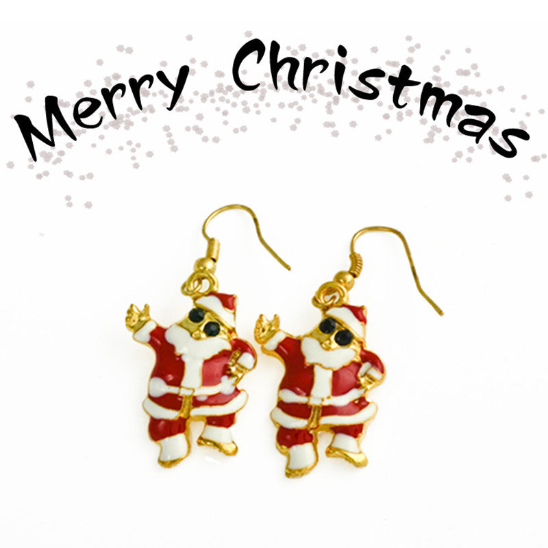 2015 New Fashion Christmas Old Man Earrings for women girl gift Ear Stud Rhinestone Earrings E0003