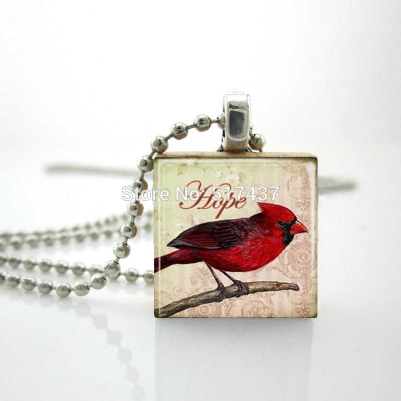 2015 New Wooden Scrabble Tiles Red Bird Pendant Red Bird Charm Scrabble Tile Jewelry
