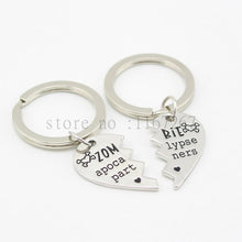 Carica l&#39;immagine nel visualizzatore di Gallery, 2015 broken heart Zombie Apocalypse PartnersBest Friend Couples Hand Stamped Keychain Set &amp;necklaceThe Walking Dead