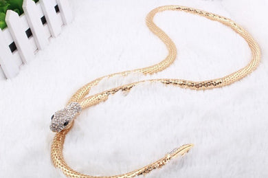 2016 Moda Collier Femme Gioielli Pieno di Strass Austria Accessori oro argento Cristallo Serpente Collana lunga con pendente NJ-140 